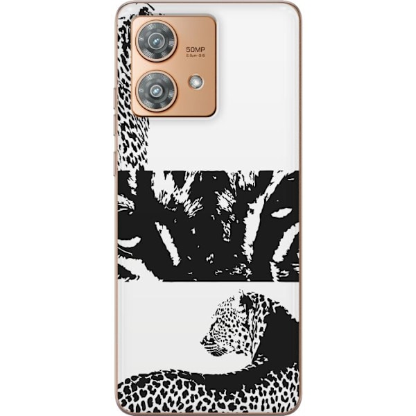 Motorola Edge 40 Neo Läpinäkyvä kuori Leopard Faces
