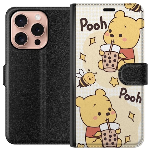 Apple iPhone 16 Pro Lompakkokotelo Nalle Pooh - klassinen karhumotiivi uudessa tulkinnassa
