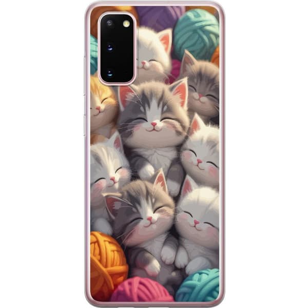 Kompatibelt Mobilskal till Samsung Galaxy S20 Sovande kattungar beige