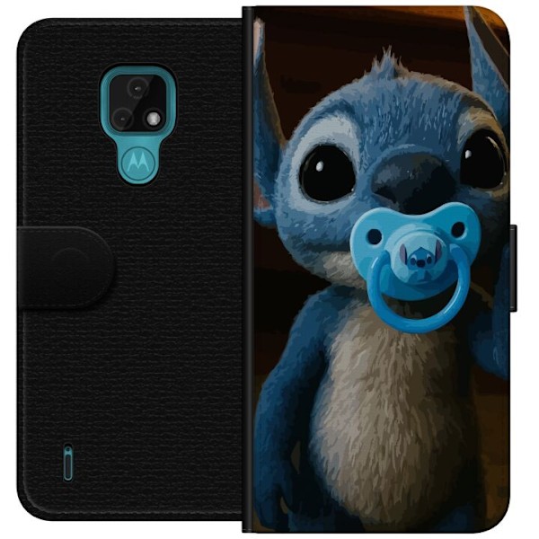 Motorola Moto E7 Lompakkokotelo Stitch & Napp - vauvateema söpöllä hahmolla