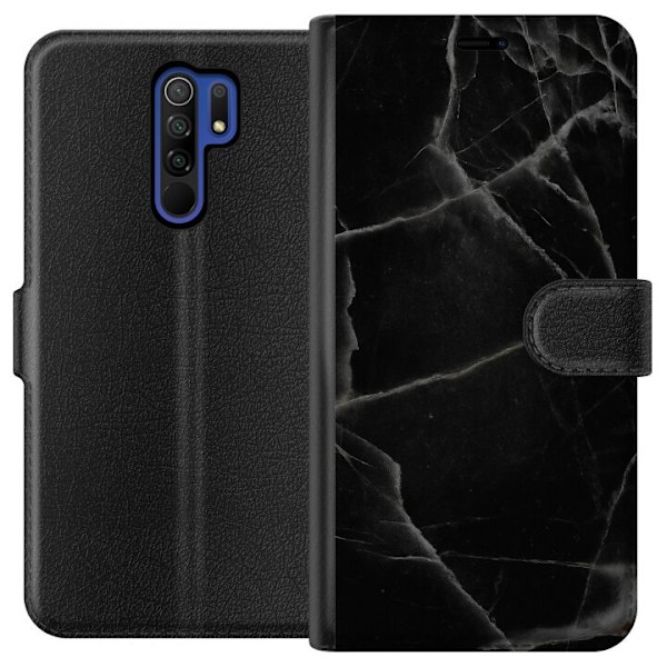 Xiaomi Redmi 9 Lompakkokotelo Musta marmori