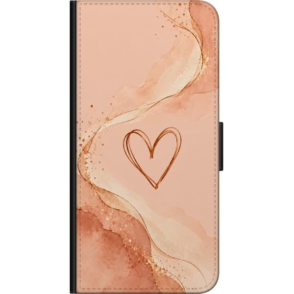 Kompatibelt Plånboksfodral till Samsung Galaxy A11 Persikohjärta orange