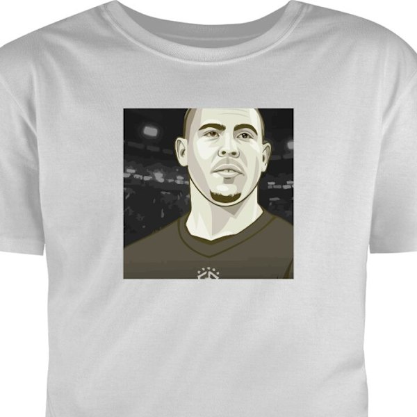 T-shirt för Vuxen | Klassisk Vuxen-T-shirt Ronaldo Nazario grå XXL