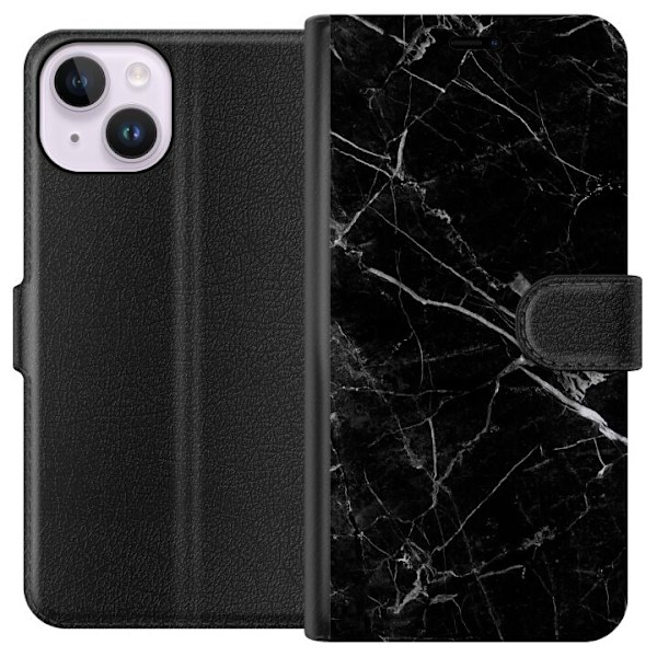 Apple iPhone 14 Lompakkokotelo Musta marmori