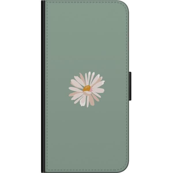Kompatibel Tegnebogsetui til OnePlus 9 Pro Grøn Minimalblomst - stilfuld blomst på grøn baggrund