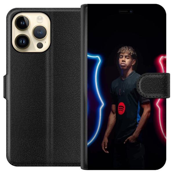 Apple iPhone 15 Pro Max Plånboksfodral Yamal Fotboll FC Barcelona Ung Talang Spelare Fotbollsstjärna Spanien La Liga Populärt Motiv