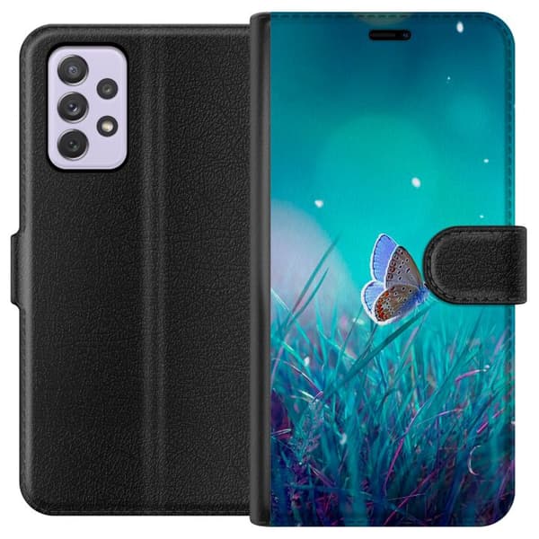 Kompatibelt Lommeboketui til Samsung Galaxy A52s 5G Blå sommerfugl