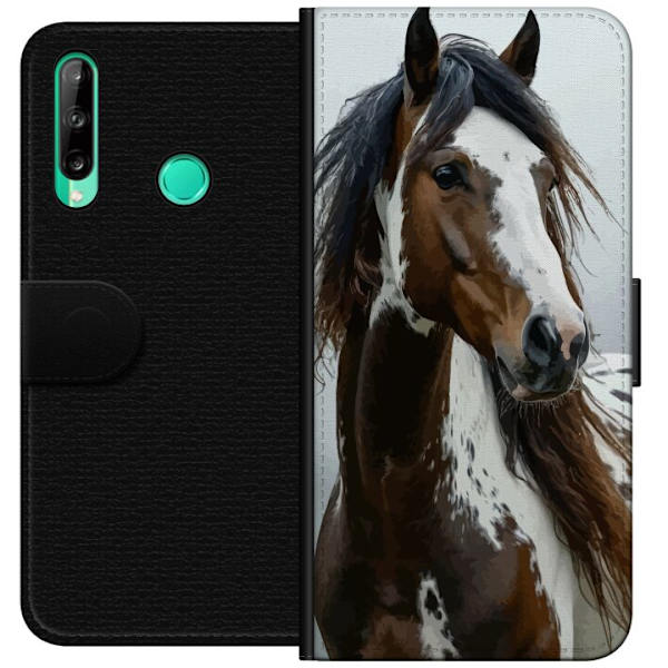 Huawei P40 lite E Plånboksfodral Häst Djurmotiv Grafisk Design Natur Kraftfullt Motiv Populär Väggkonst Djurtema Ridning