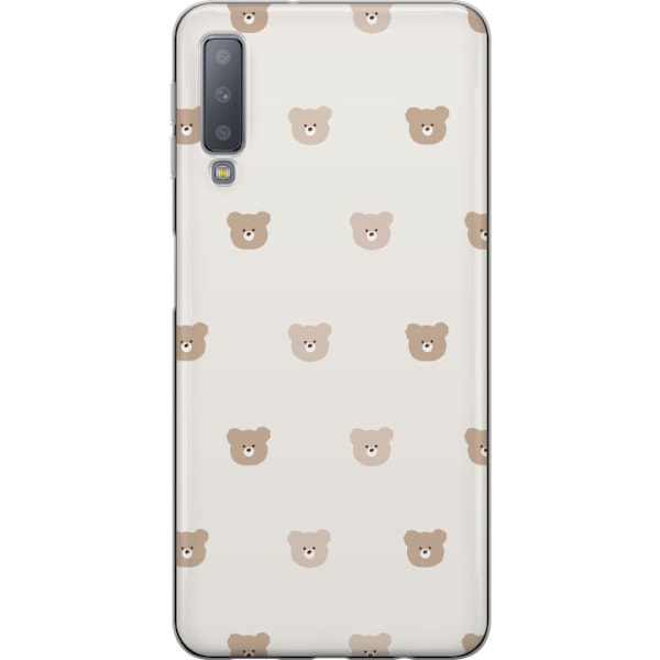 Samsung Galaxy A7 (2018) Genomskinligt Skal Teddy Background – gulliga nallar mot mjuk bakgrund