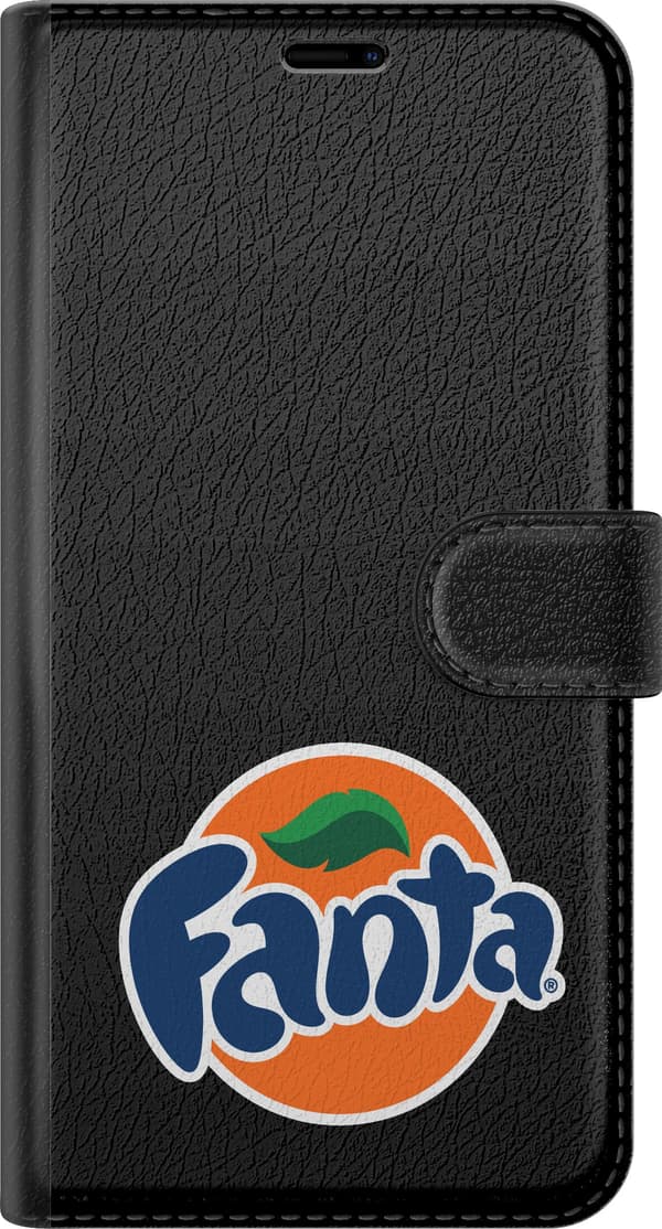 Kompatibelt Plånboksfodral till Apple iPhone 18 Läsksymbol - Orange motiv med läsksymbol - Orange och blå logotyp. orange