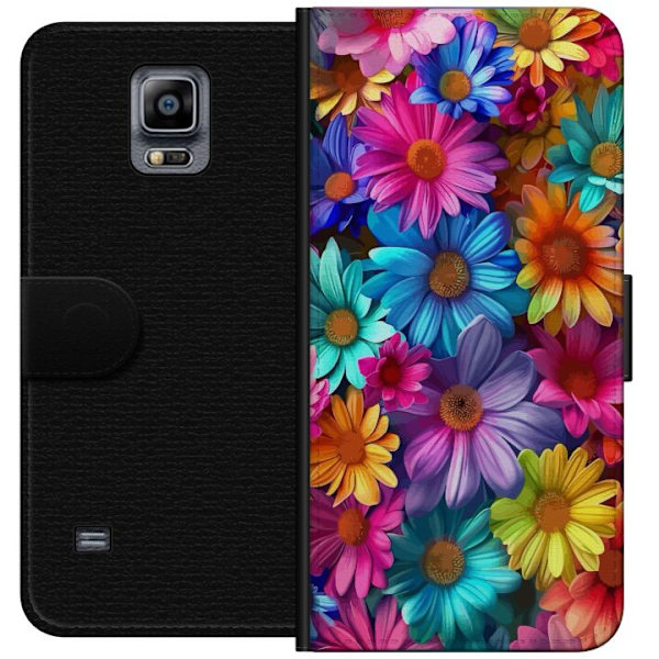 Samsung Galaxy Note 4 Plånboksfodral Gerbera Blommor Färgglad Dekor Blommotiv Populärt Heminredning Färg Rik Väggkonst Design