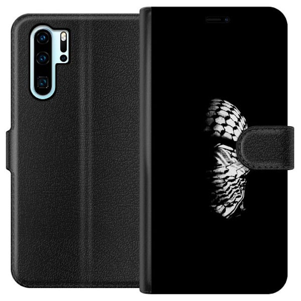 Huawei P30 Pro Plånboksfodral Keffiyeh-mönster – klassisk svartvit palestinasjal med kulturell tyngd