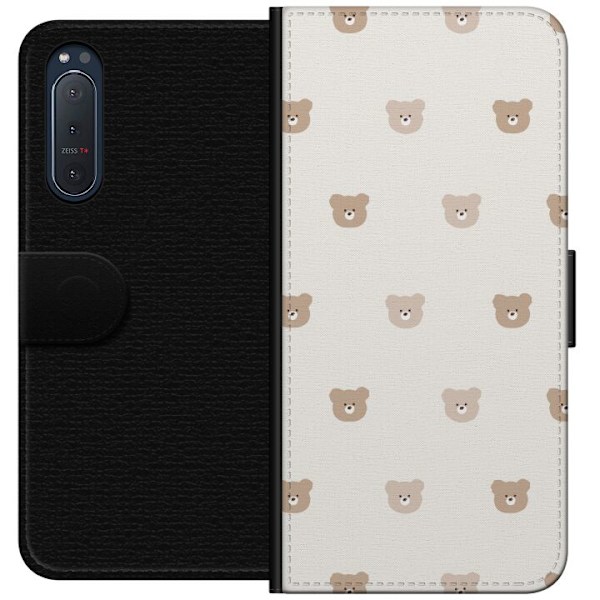 Sony Xperia 5 II Tegnebogsetui Teddybaggrund - søde teddybjørne mod en blød baggrund