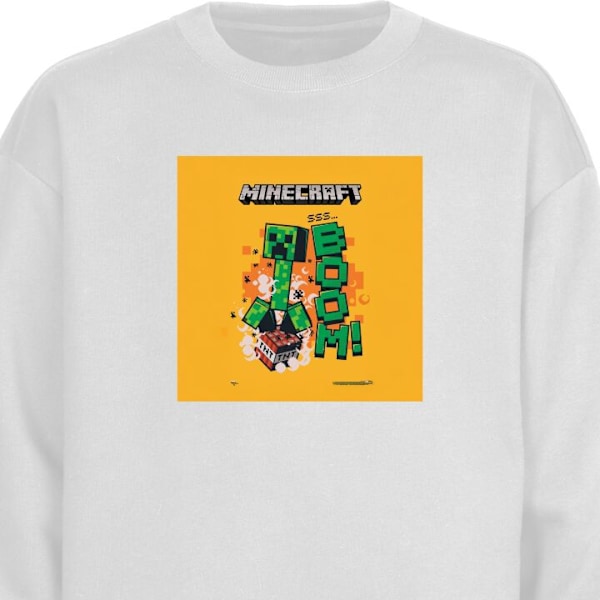 Sweatshirt til Voksne | Klassisk Collegebluse Minecraft Boom hvid L
