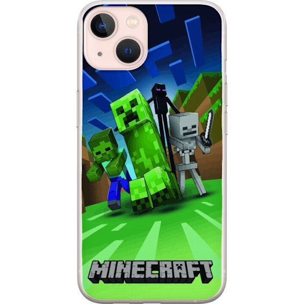 Apple iPhone 13 mini Genomskinligt Skal Minecraft Creeper mobilskal i klassisk grön pixelstil