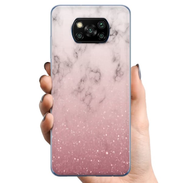 Xiaomi Poco X3 NFC TPU Mobildeksel Myk rosa marmor