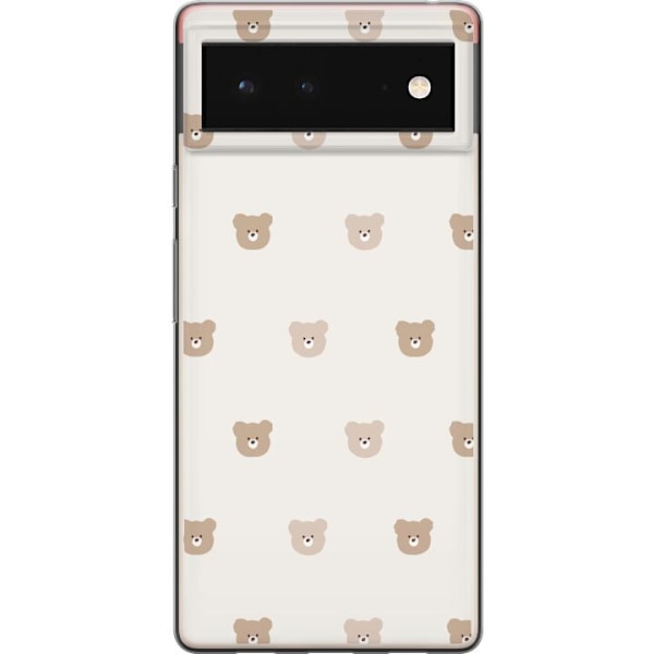 Google Pixel 6 Läpinäkyvä kuori Teddy-tausta - söpöt tedd