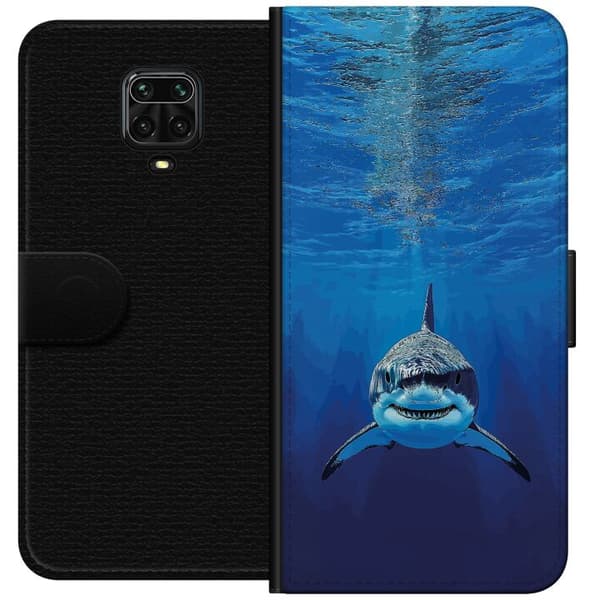 Kompatibel Tegnebogsetui til Xiaomi Redmi Note 9 Pro Nærbillede af en hvidhaj under havoverfladen blå