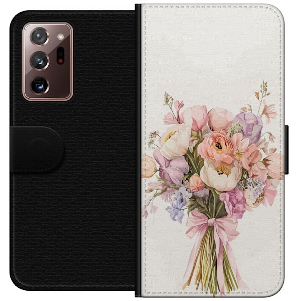 Samsung Galaxy Note20 Ultra Plånboksfodral Mobilskal med färgglad blombukett i romantisk stil