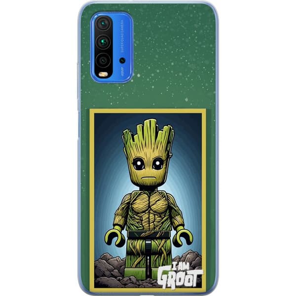 Kompatibelt Mobildeksel til Xiaomi Redmi Note 9 4G Robot med röda ögon grå
