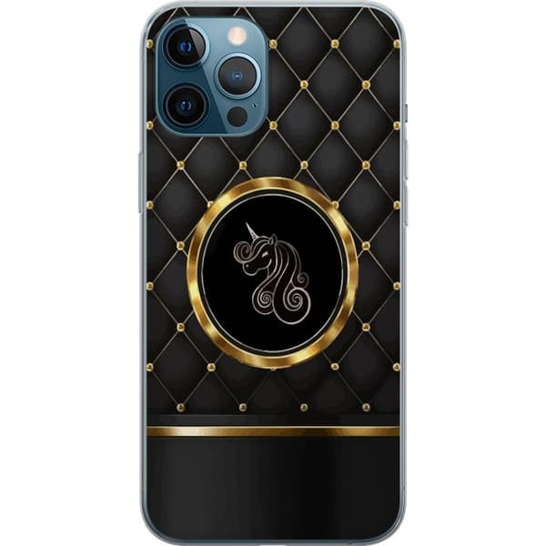 Kompatibel Mobilcover til Apple iPhone 12 Pro Max Enhjørningsemblem i sort og guld