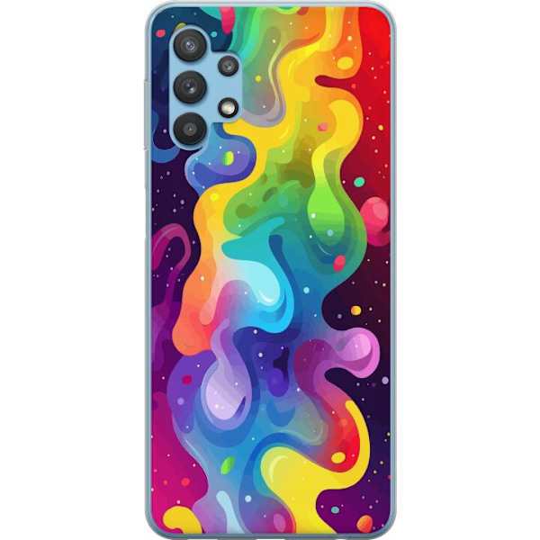 Samsung Galaxy A32 5G Genomskinligt Skal Color Splash Abstrakt Konst Design Färgstarkt Mönster Modern Populär Väggkonst Grafiskt Trend
