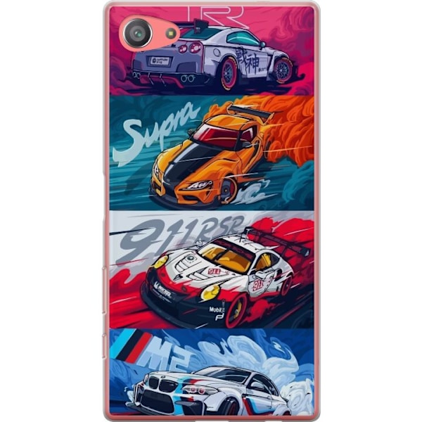 Sony Xperia Z5 Compact Läpinäkyvä kuori Nopeat Autot - Piir