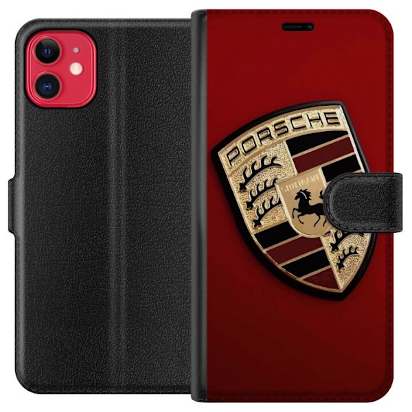 Apple iPhone 11 Plånboksfodral Mobilskal med stilren Porce logotyp i svartvitt