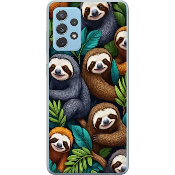 Samsung Galaxy A72 5G Gennemsigtig cover Sengångarstil - afslappet motiv med sød dovendyr