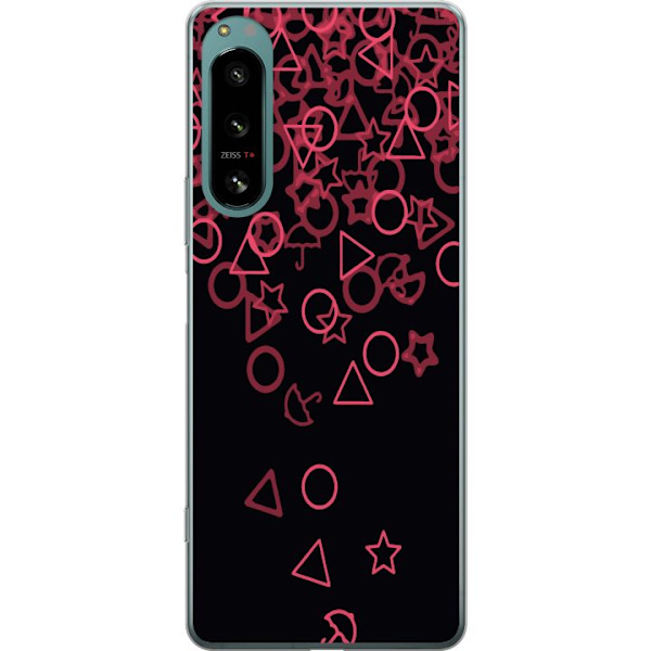 Sony Xperia 5 IV Genomskinligt Skal Squid Game Ikoner Serie Design Populärt TV Spel Ikoner Grafiskt Motiv Asiatisk Trend Dramaserie