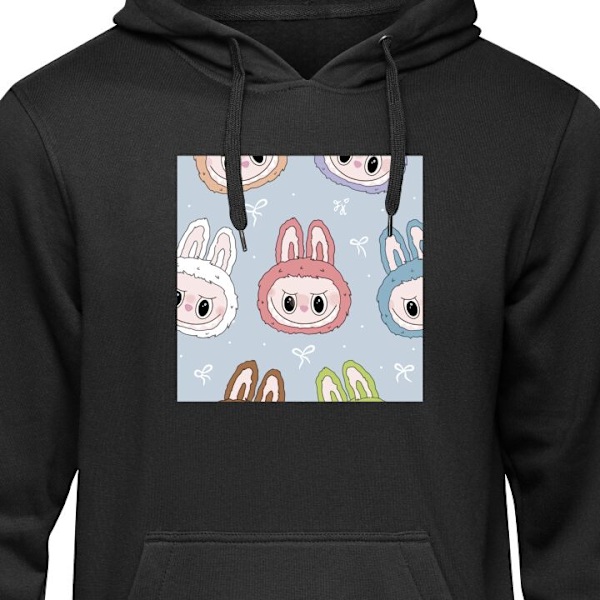 Hoodie til Voksen | Behagelig Hættetrøje Pastel Labubu sort L
