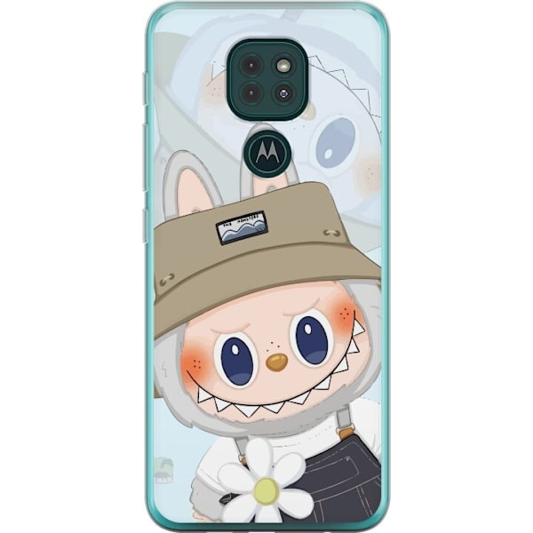 Motorola Moto G9 Play Gennemsigtig cover Labubu med hat - Pop Mart figur Mr. Butcher i retro-stil med karakter
