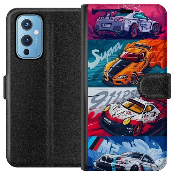 OnePlus 9 Lompakkokotelo Nopeat Autot - Piirretty Kuvio Toimin