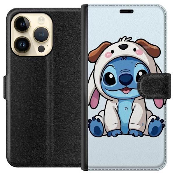 Apple iPhone 15 Pro Lompakkokotelo Stitch Koirapuku Lilo & Stitch Disney Hauska Design Sininen Avaruusolento Sarjakuva Hahmo Suosittu Lapsille Suositt