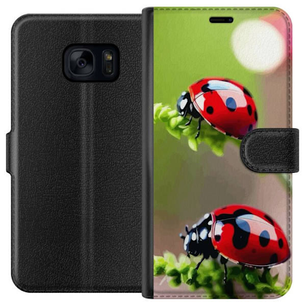 Samsung Galaxy S7 Lompakkokotelo Leppäkerttu Hyönteinen Onni Symboli Luontoaihe Suosittu Graafinen Motiivi Koristelu Kesäkiertue