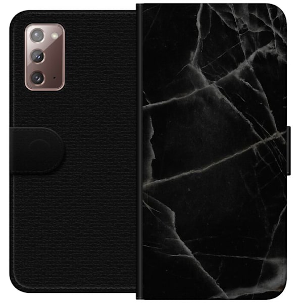 Samsung Galaxy Note20 Tegnebogsetui Sort marmor