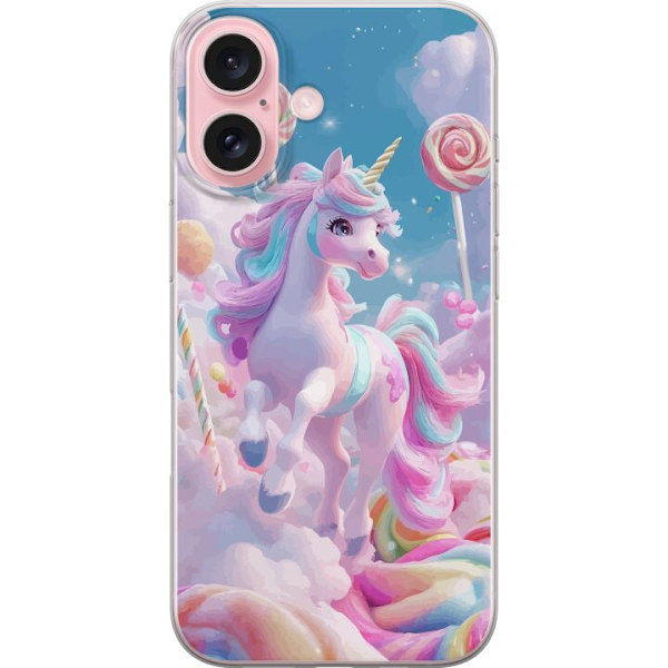 Apple iPhone 16 Läpinäkyvä kuori Yksisarvinen Candy Pastel Kawaii Suunnittelu Söpö Suosittu Väri Graafinen Trendi Lapsen Teema Fantasia Taide