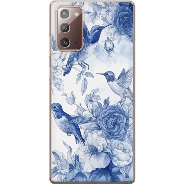 Kompatibelt Mobildeksel til Samsung Galaxy Note20 Fugler og blomster blått romantisk mønster