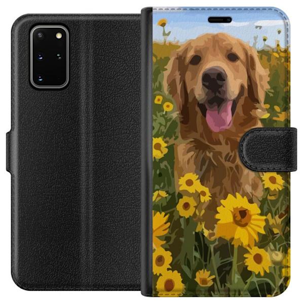 Samsung Galaxy S20+ Lompakkokotelo Kultainennoutaja Auringonkukkapelto Koiramotiivi Luonto Kesä Suunnittelu Suosittu Koirarotu Perheen suosikki