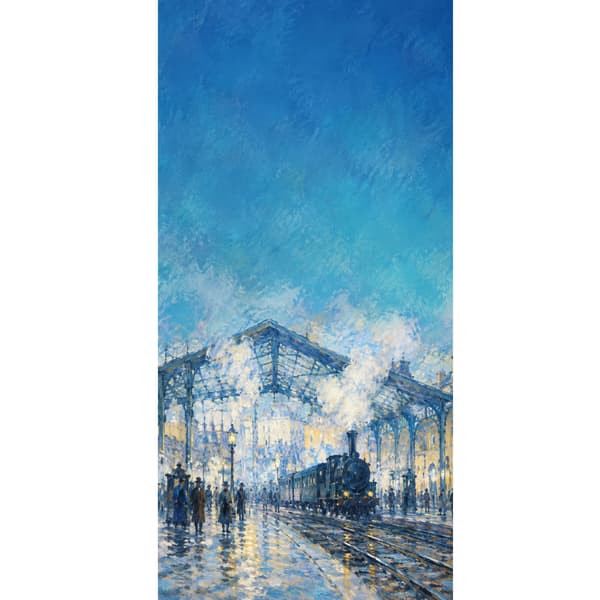 Kompatibel Tegnebogsetui til Apple iPhone 13 Pro Monet – Blått stationsmotiv blå