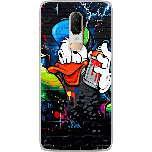 OnePlus 6 Läpinäkyvä kuori Kalle Anka Graffiti Disney Design Hauska Lasten Motiivi Väri Graafinen Suosittu Sarja Ikoninen Disney-hahmo