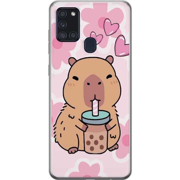 Samsung Galaxy A21s Läpinäkyvä kuori Kawaii Capybara Sydän