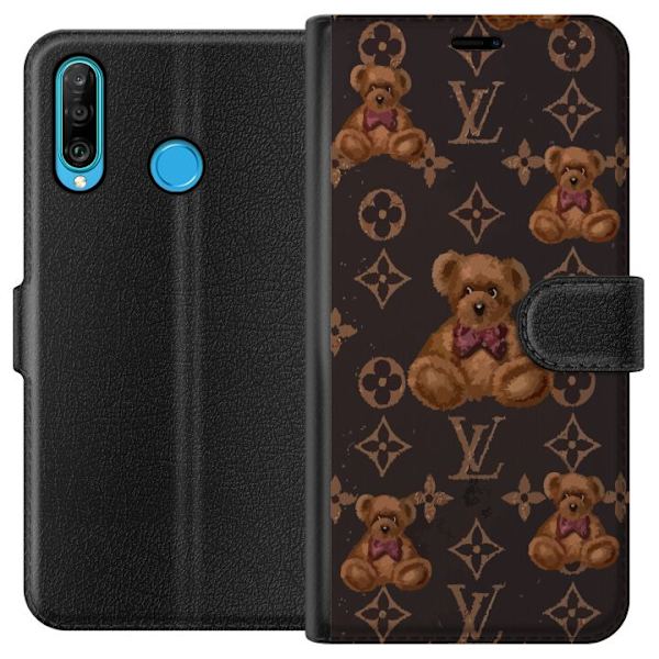 Huawei P30 lite Tegnebogsetui Louis Vuitton Teddybjørn Mønster Luksus Mode Design Populært Motiv Mode Trend Luksuriøse Accessories