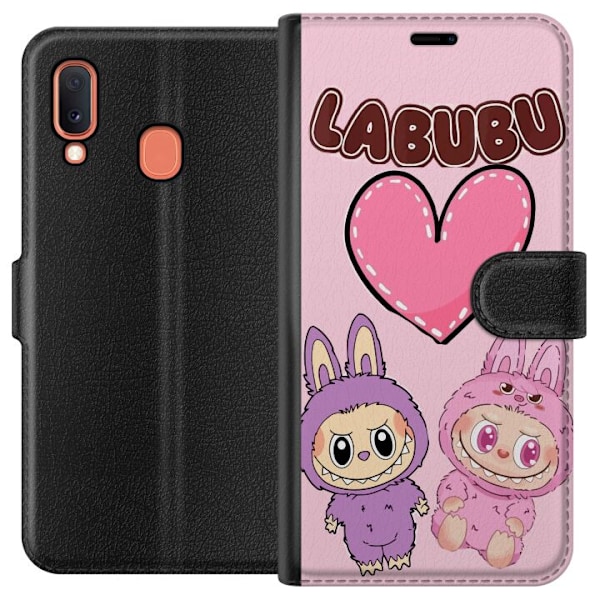 Samsung Galaxy A20e Tegnebogsetui Labubu Pink Monster