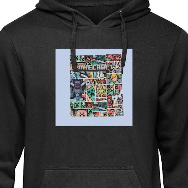 Hoodie til Voksen | Behagelig Hættetrøje Minecraft Kunst sort L