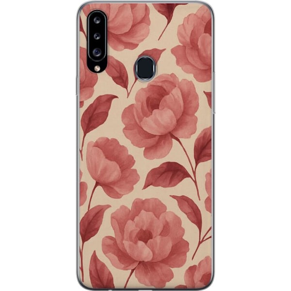 Samsung Galaxy A20s Genomskinligt Skal Rose Bloom