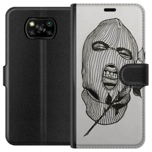 Xiaomi Poco X3 NFC Lompakkokotelo Hiihtomaski Ros Katutyö Muotoilu Graafinen Kuvio Jännitys Kaupunkityyli Katutaidetta Naamiaiset Symboli