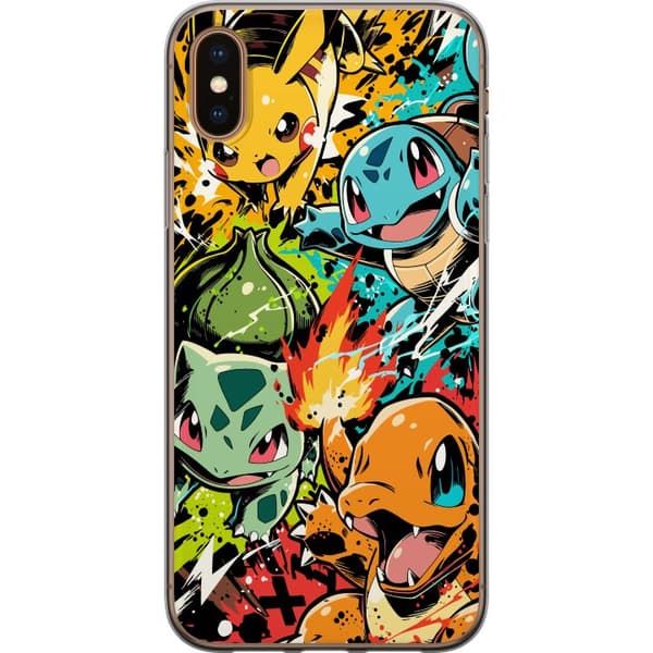 Kompatibelt Mobildeksel til Apple iPhone XS Bulbasaur, Charmander og Squirtle i fargerik graffitiinspirert actiondesign