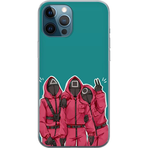 Apple iPhone 12 Pro Genomskinligt Skal Squid Game Karaktärer Grafisk Design Seriefigurer Populär TV Motiv Asiatisk Stil Spännande Trend
