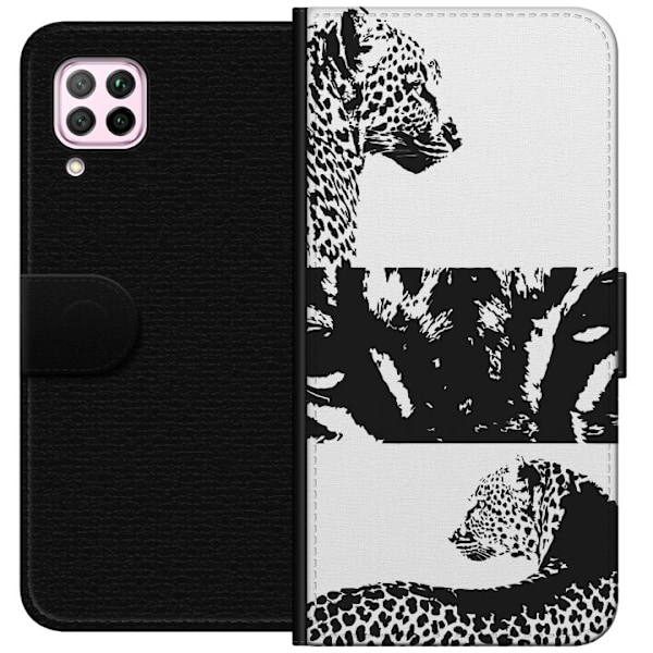 Huawei P40 lite Lompakkokotelo Leopard Faces